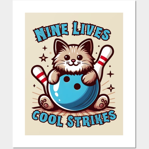 Bowling cat Wall Art by Japanese Fever